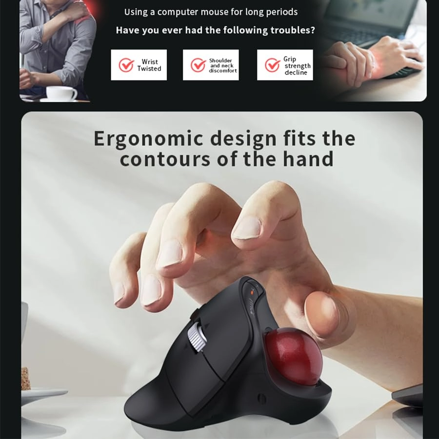 Ergonomic Trackball Mouse - Wireless