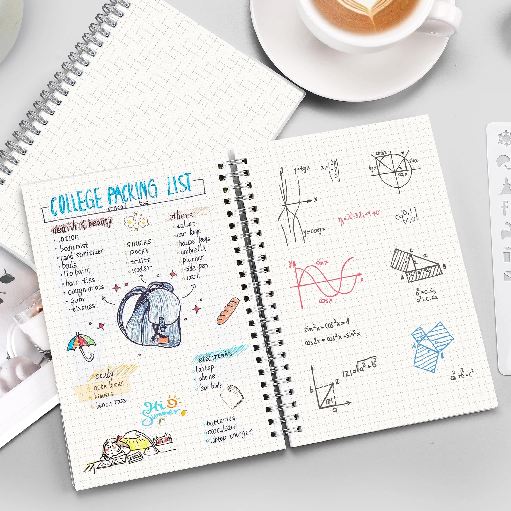 Spiral Notebook A5 Spiral - Grid 80 Sheets