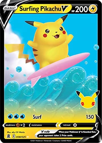 Surfing Pikachu V 008/025 - 1pcs + Toploader