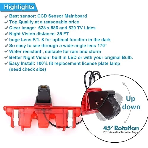 Third Roof Top Mount Brake Lamp Light Rear View Backup Camera - Night vision Wireless 628 x 586