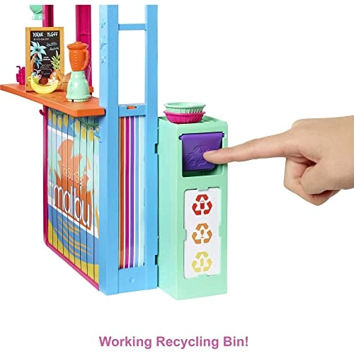 Fashion Doll - 12" Dark Hair & Skin + Beach Shack Playset - Over 18 Accessories