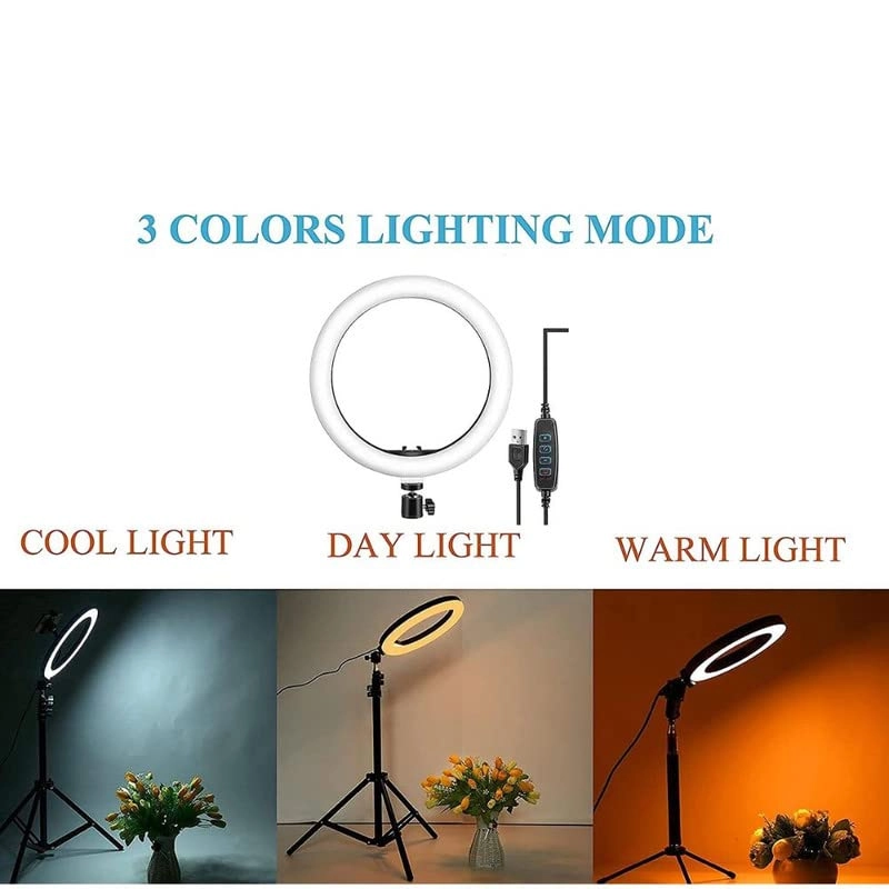 Ring Light - Portable LED 3 Color Modes Dimmable