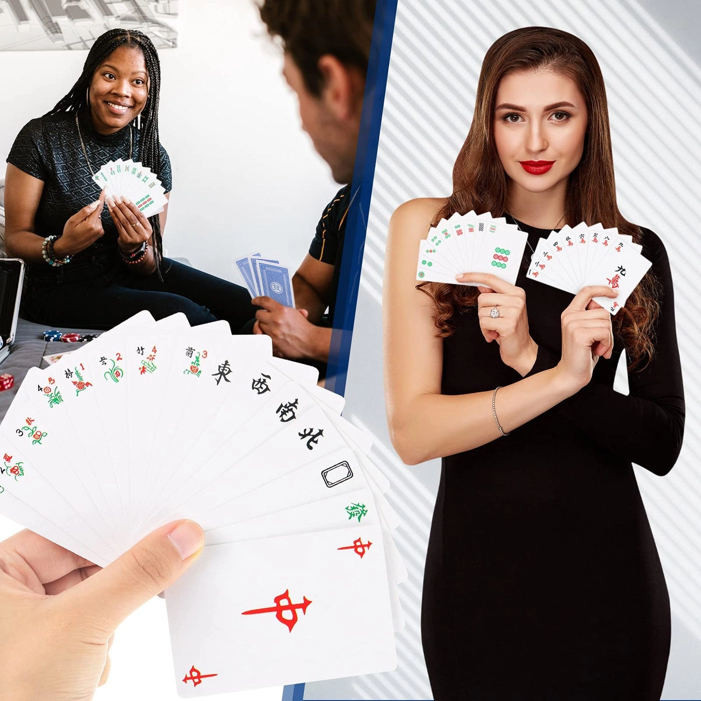 Mahjong Playing Cards - Chinese Large Print 4 Dices