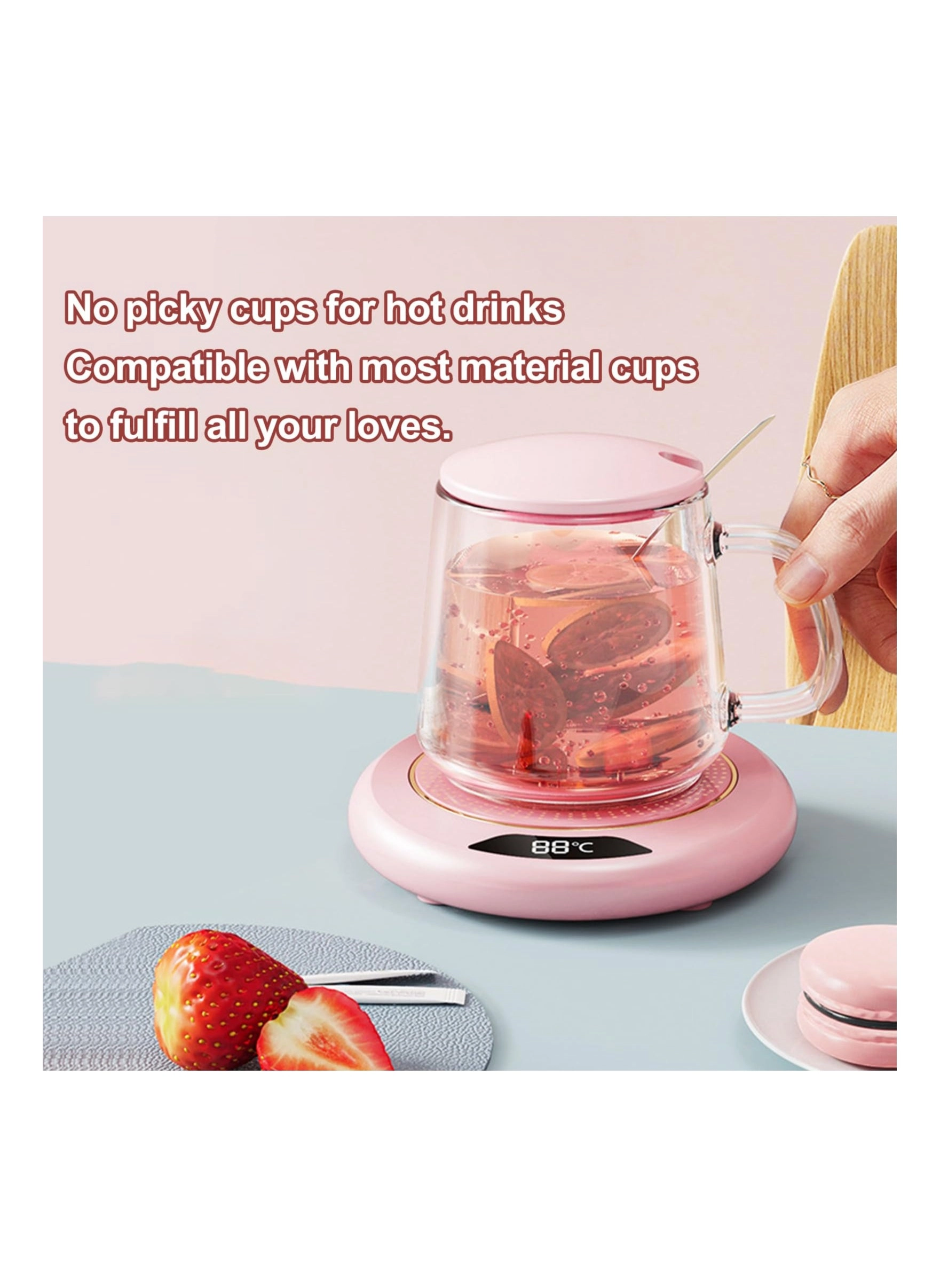 Coffee Mug Warmer - 4.4 inch diameter pink USB plug-in