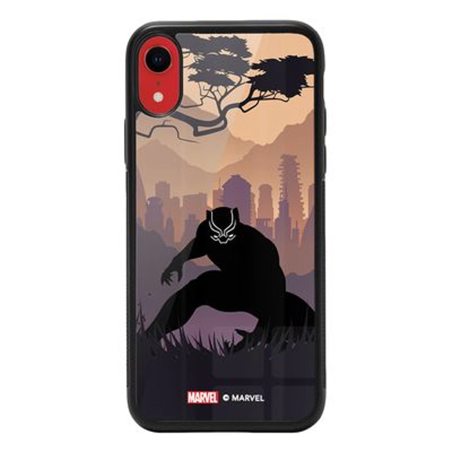 Black Panther Smoke Back Case for iPhone XR - TPU Bumper Case + Tempered Glass Back