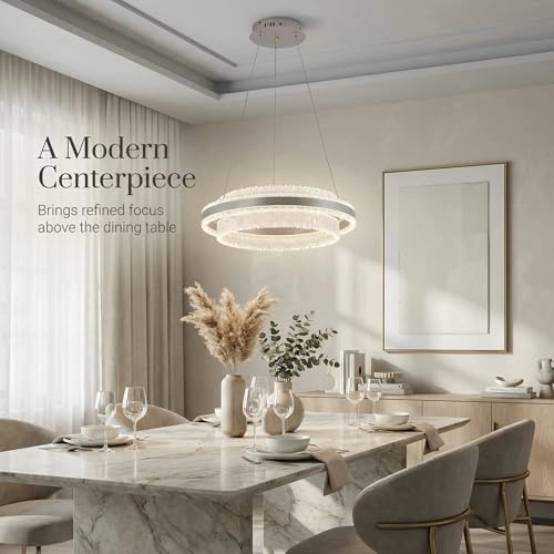 Round LED Chandelier - 3000K–6000K Dimmable