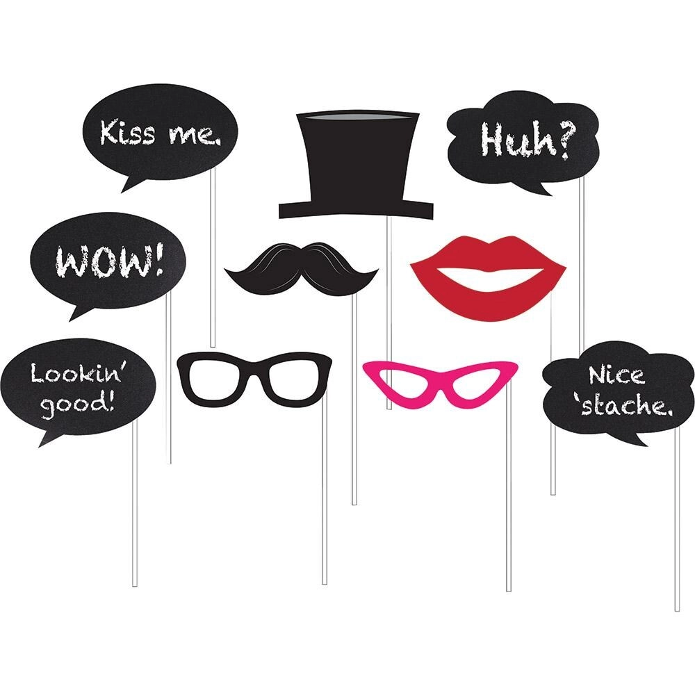 Party Zone Chalkboard Program Photo Booth Props - 10pcs