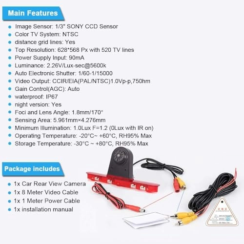 Super Wide Angle Double Camera - Night vision 1280 x 720 pixels