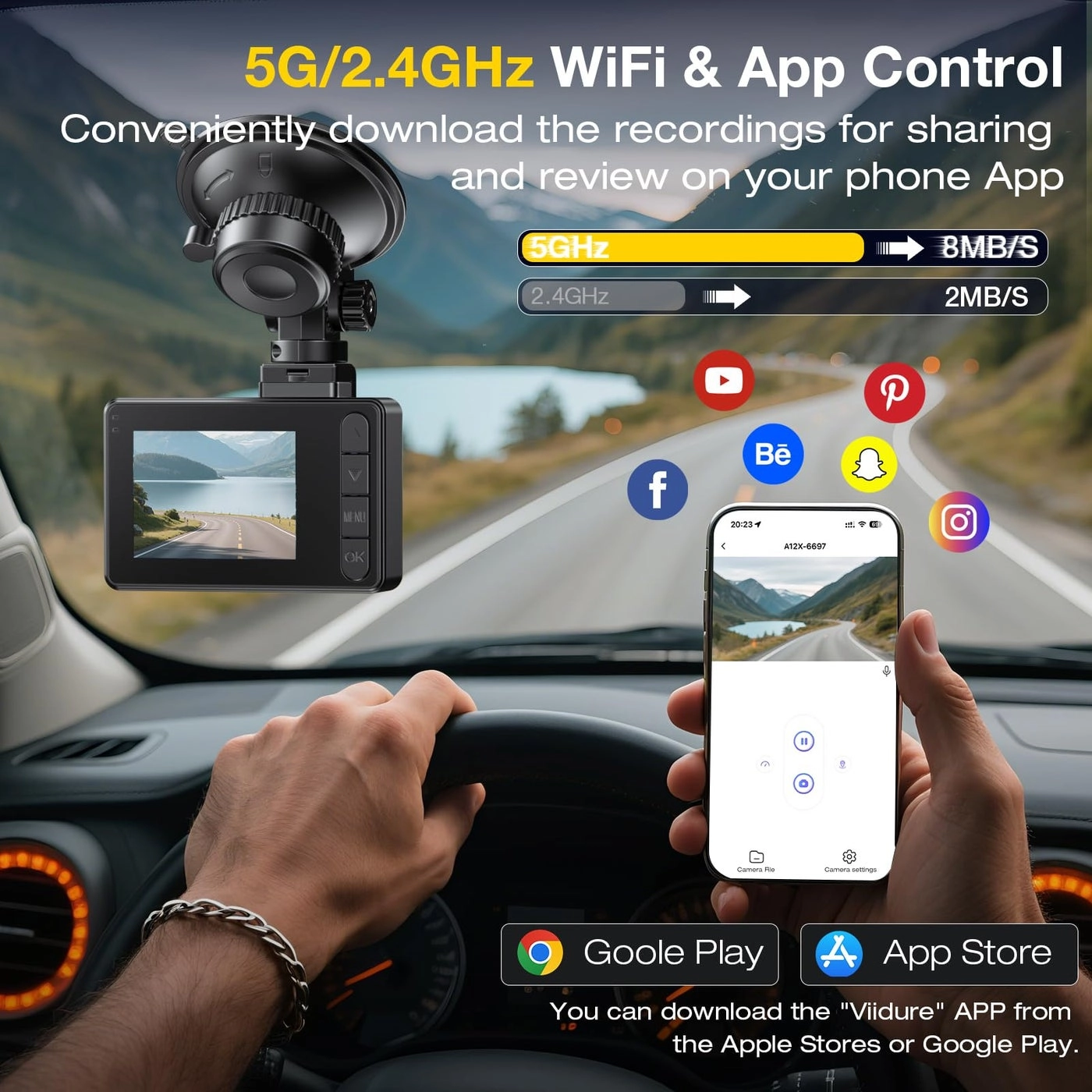 A12 - 4K(30fps) Front Camera + 1080P(25fps) Rear Camera
