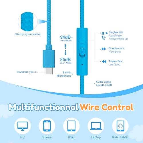 USB C Kids Headphones - Wired Headphone