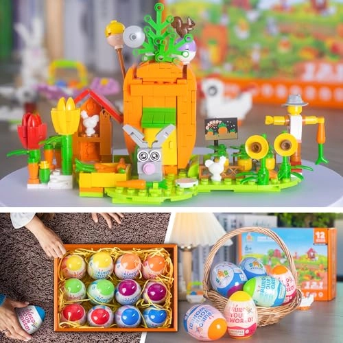 Farm Style Building Block Set - Bunny Carrot Hen Flower 398 pcs
