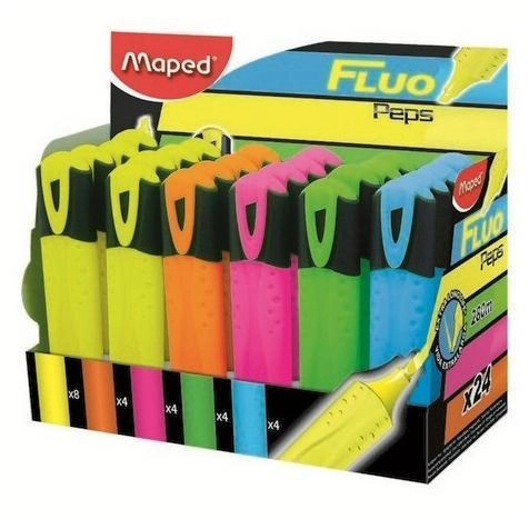 Maped Fluo Peps Classic - Assorted Colors Extra Soft Flexible Tip