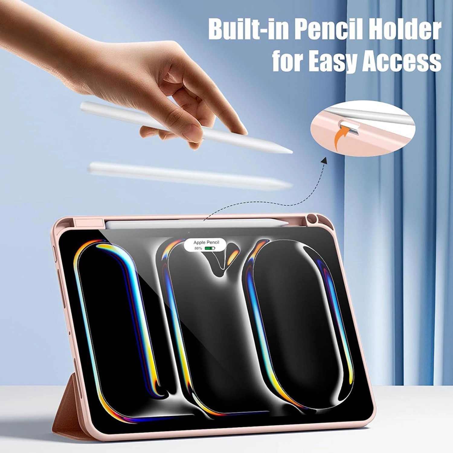 Tri-Fold Book Case with Pencil Holder for iPad Pro 11-inch (2024)