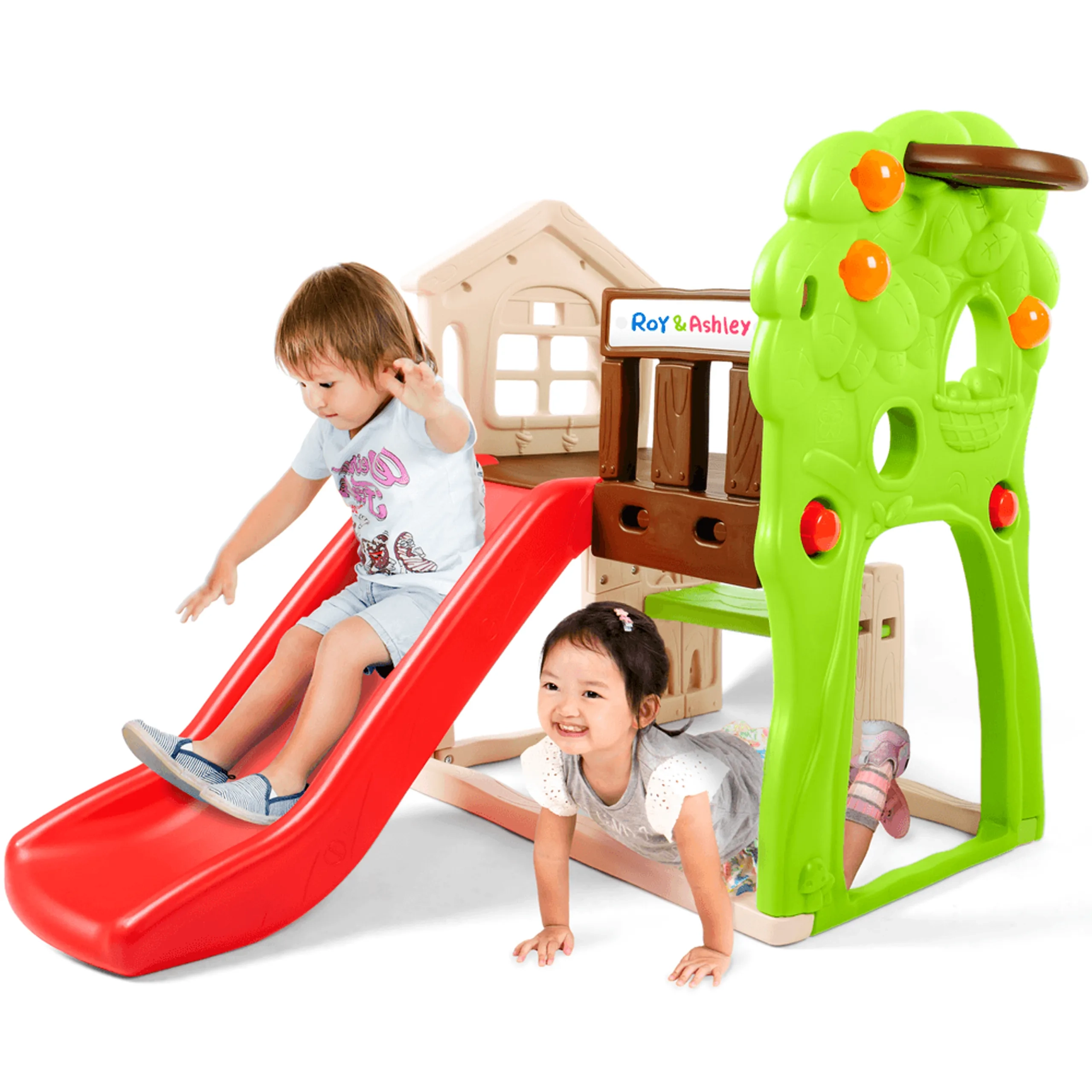 My First Clubhouse Climber - 4-In-1 Activity Hub Slide Basketball Hoop