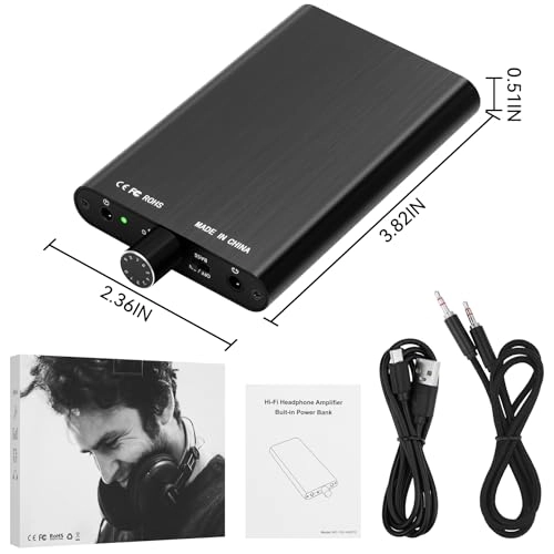 Portable HiFi Headphone Amplifier - 3.5mm Mini Audio Amp Two-Stage Gain Switch 16-300Ω Impedance