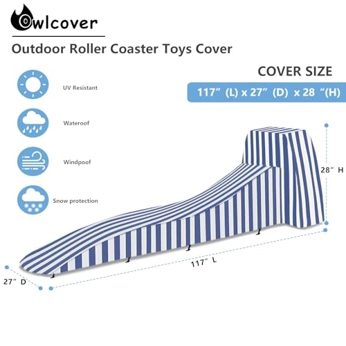 Toddler Roller Coaster Cover - 110"L x 27"W x 28"H Blue 600D Oxford fabric