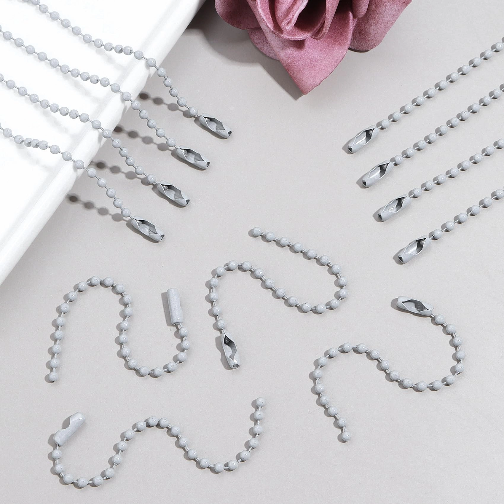 Ball Beads Chains - 100Pcs 4 Inch Gray