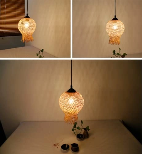 Bamboo Chandelier with Fish Basket