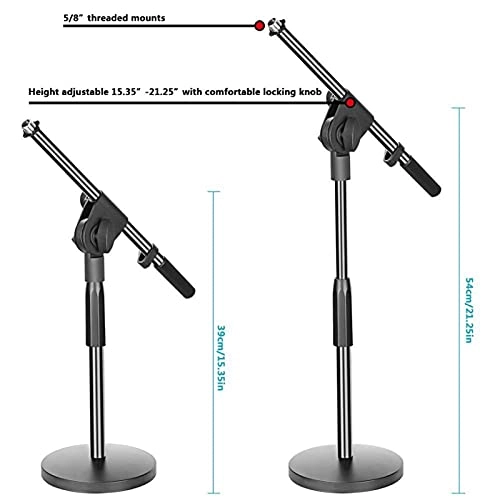 Adjustable Desktop Microphone Stand - 15.75-20.87 inches Boom Arm