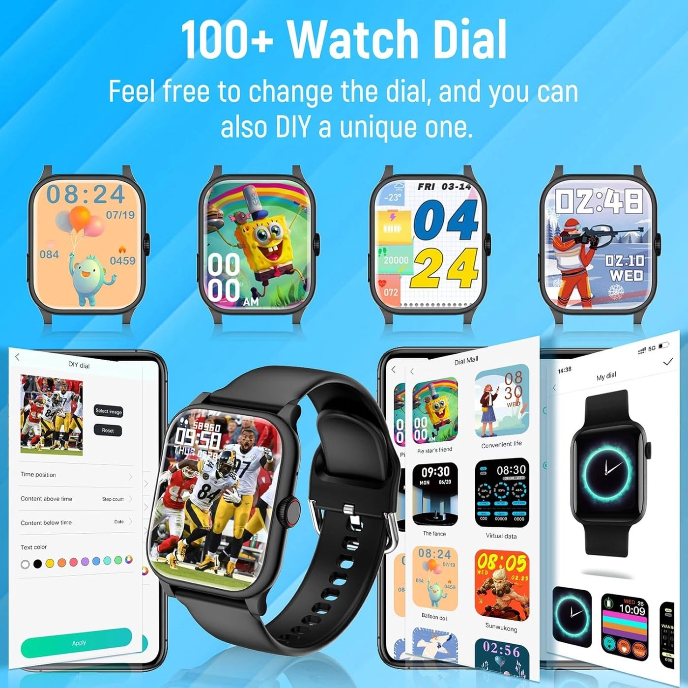 Bluetooth Smart Watch - Fitness Tracker 1.8” Touch Display 5ATM Waterproof