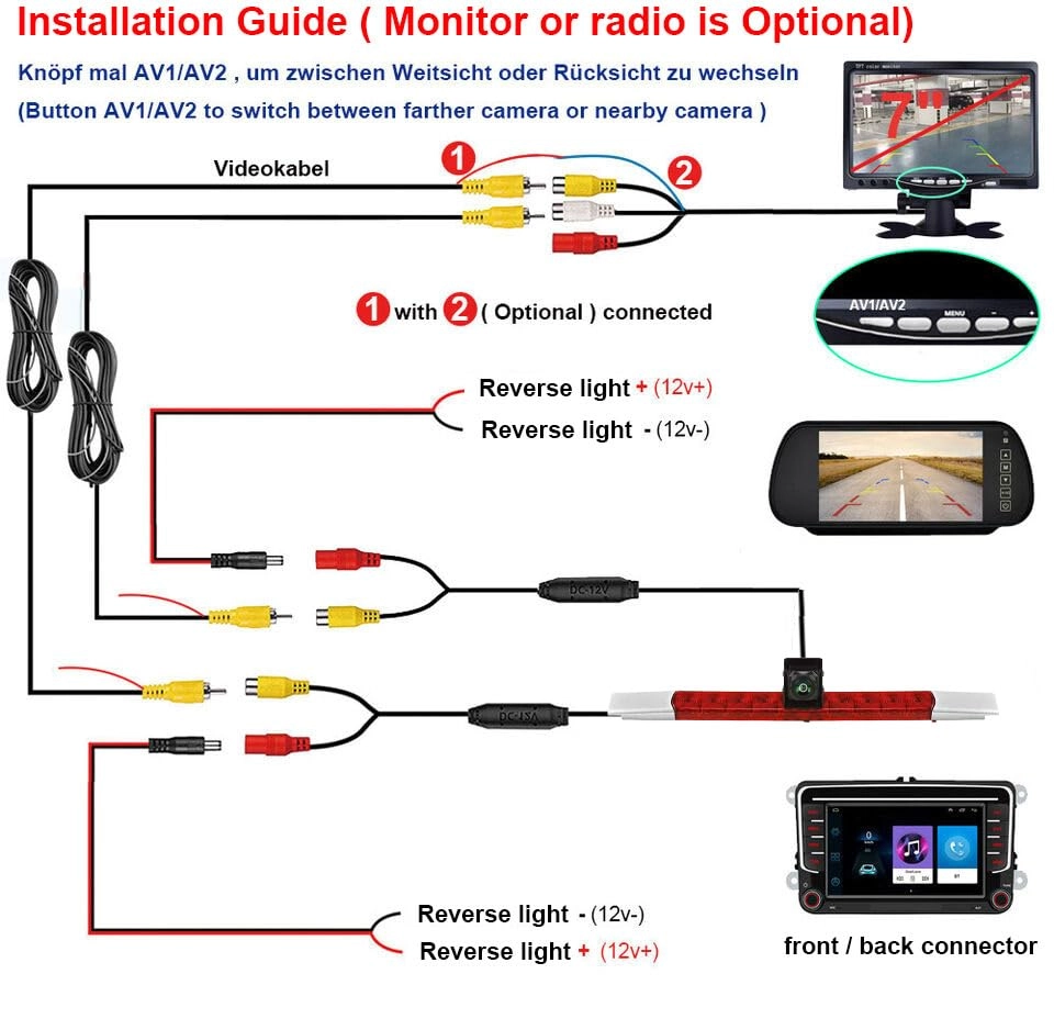 LCD TFT Colour Display Monitor + Car Camera - Night vision 1280 x 720