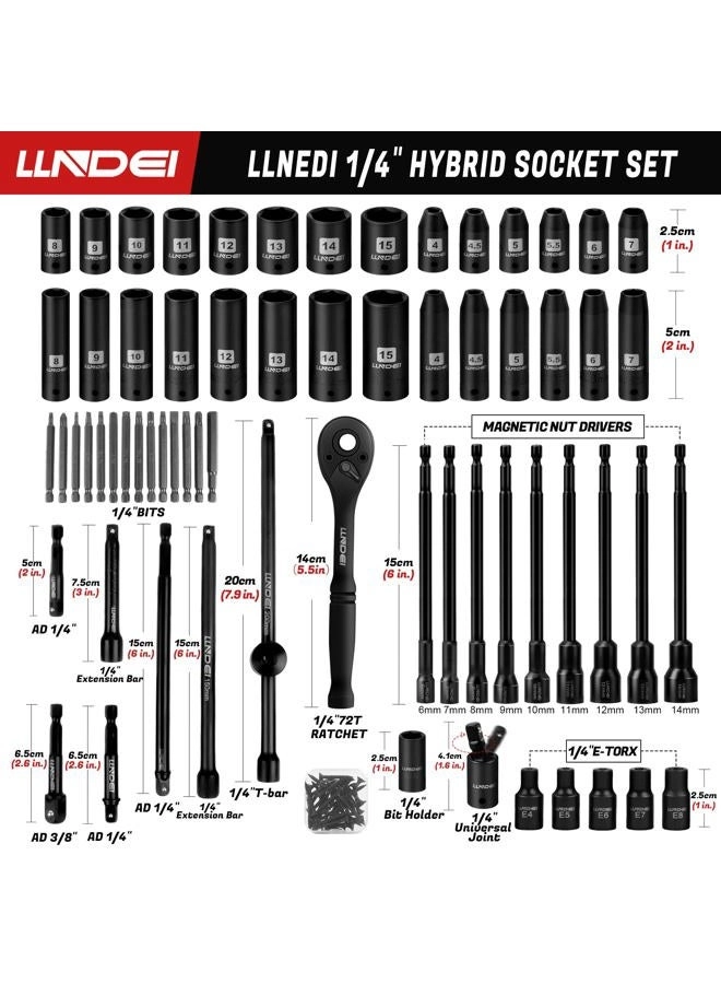 Brushless Power Drill Set - 2.0Ah + 1/4-Inch Drive Socket Set