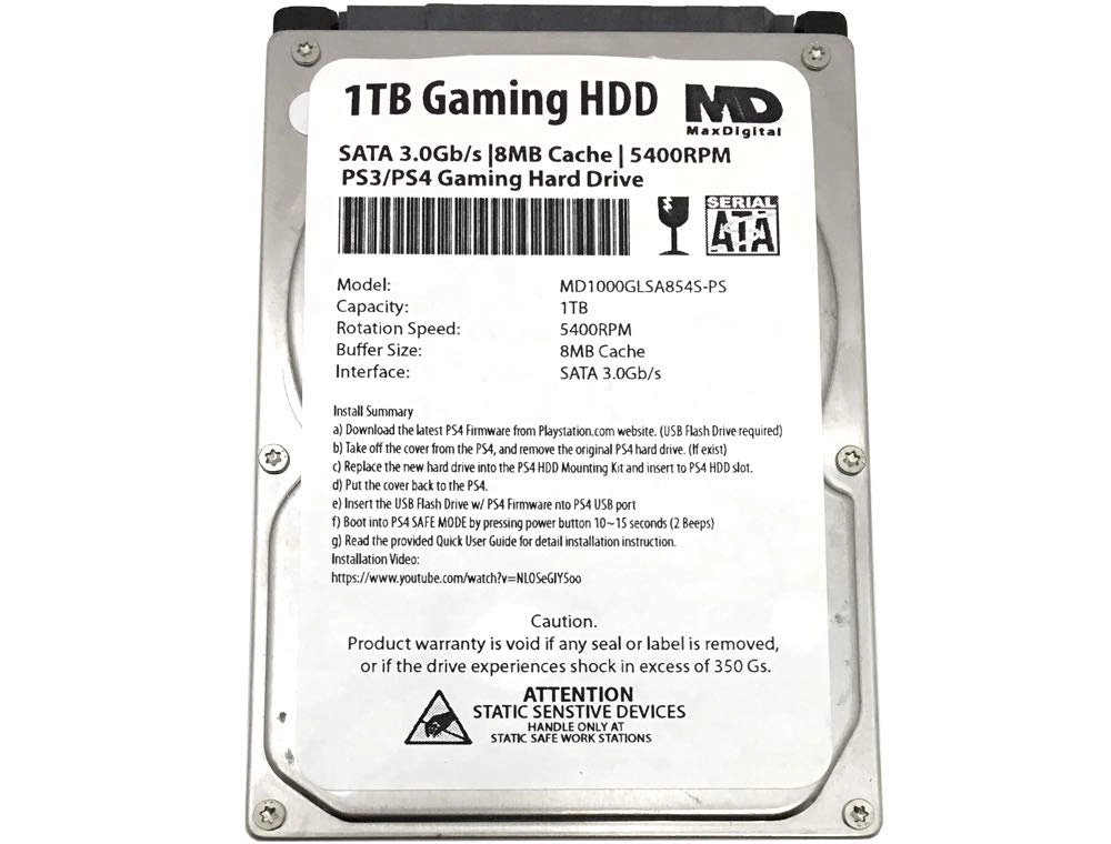 MaxDigitalData PS4 Slim 2.5" 5400rpm 8MB SATA 3.0Gb/s (MD1000GLSA854-PS) - 1TB