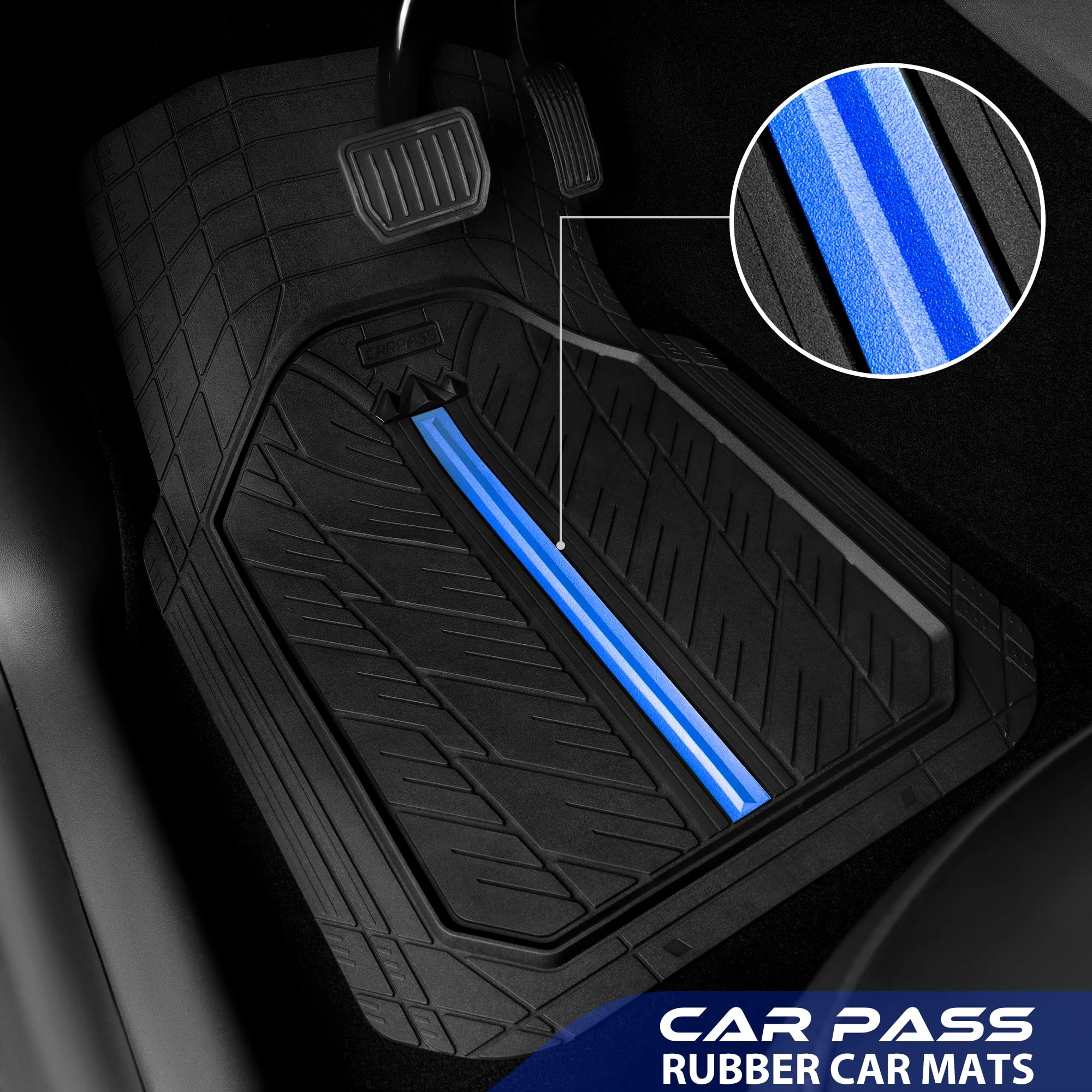 Rubber Floor Mats - All Weather Trim-to-Fit 3-Piece