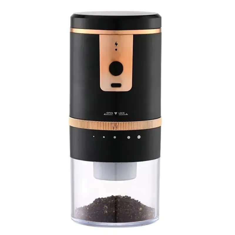 Electric Coffee Grinder - Wireless Rechargeable Automatic Black