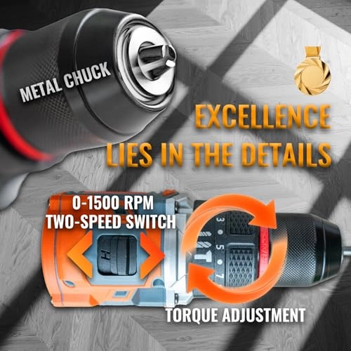 Cordless Drill Driver - 20V 2 Batteries 30Nm