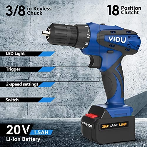 Cordless Drill - 20V 2AH + Cordless Impact Wrench