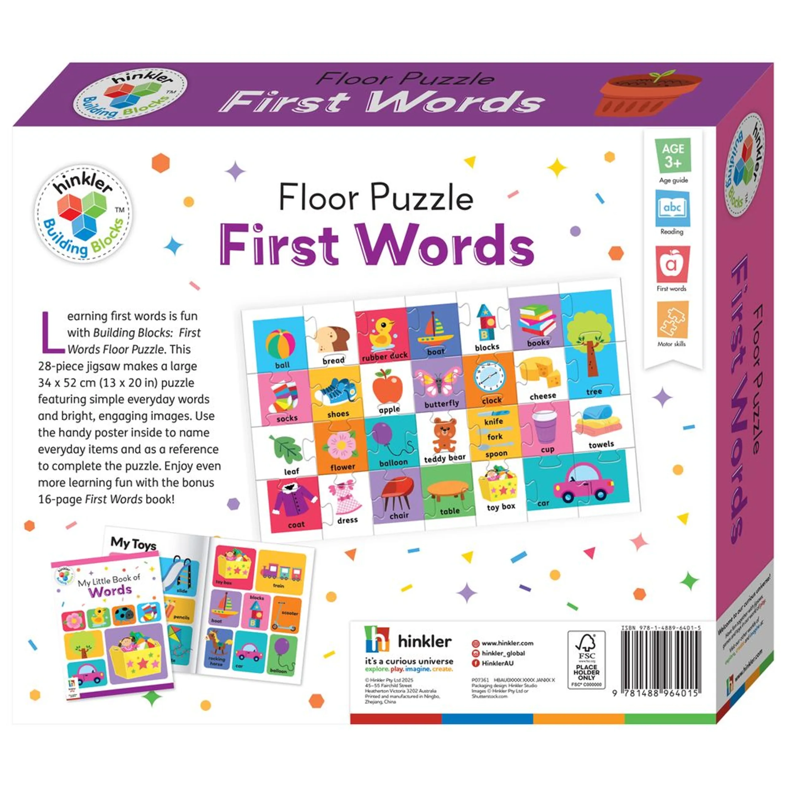 First Words Floor Puzzle & Book Set - 3 years & above 28 pieces