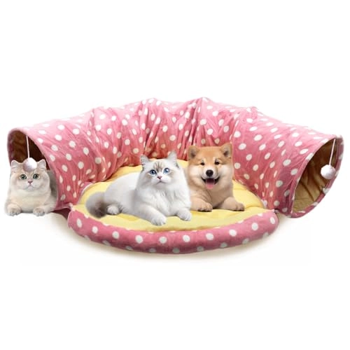 Cat Tunnel Bed - 2-in-1 Collapsible Washable Plush