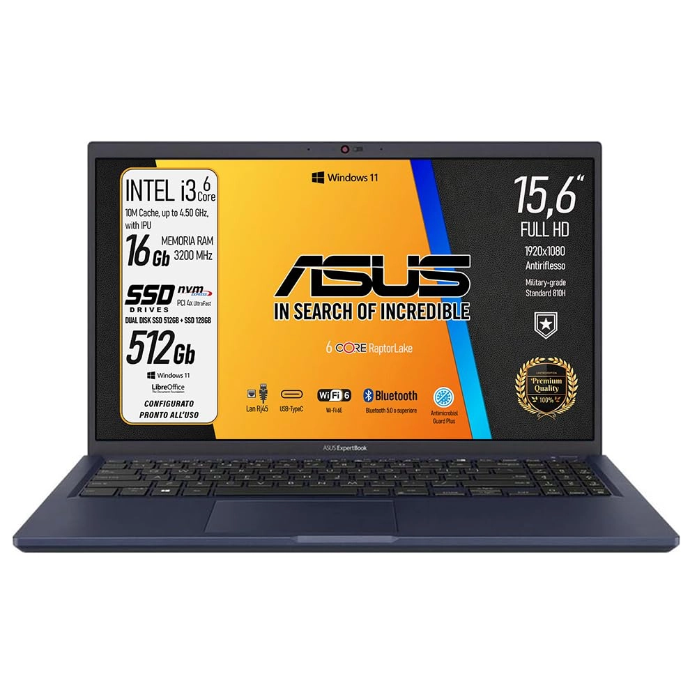 ASUS ExpertBook P1 Intel Core I3-1315U - 15.6'' Core i3-1315U 16GB DDR5 512GB SSD