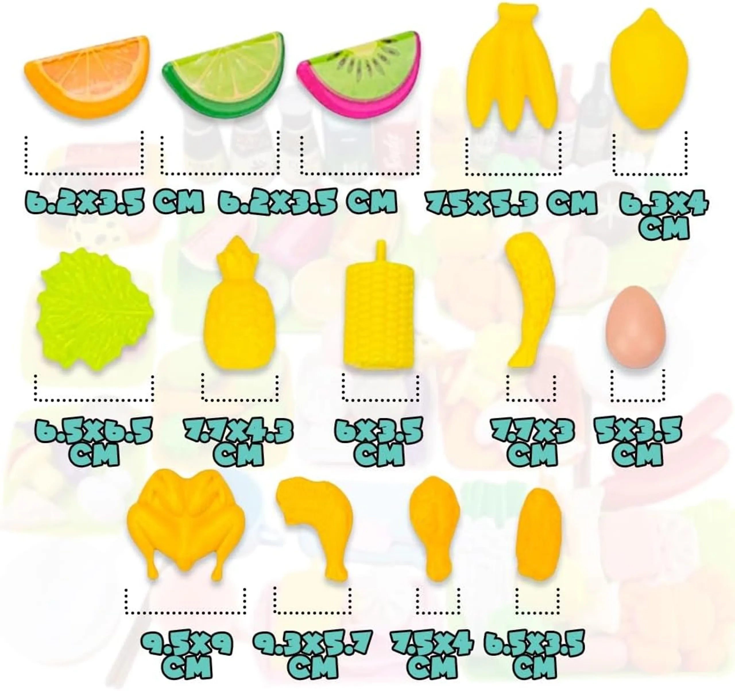 Plastic Fruit & Vegetables Pretend Play Set - 100 Pcs (31594931-KT008)