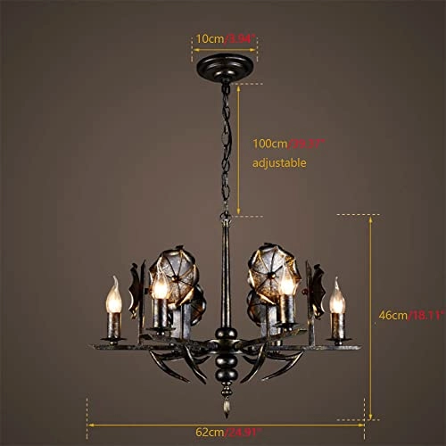 Industrial Candle Chandelier - 6-Light Black Iron