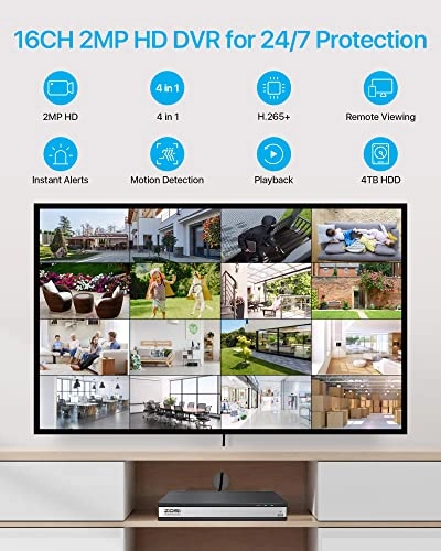 H.265+ 1080p 16CH Security Camera System - 12 16 1080p