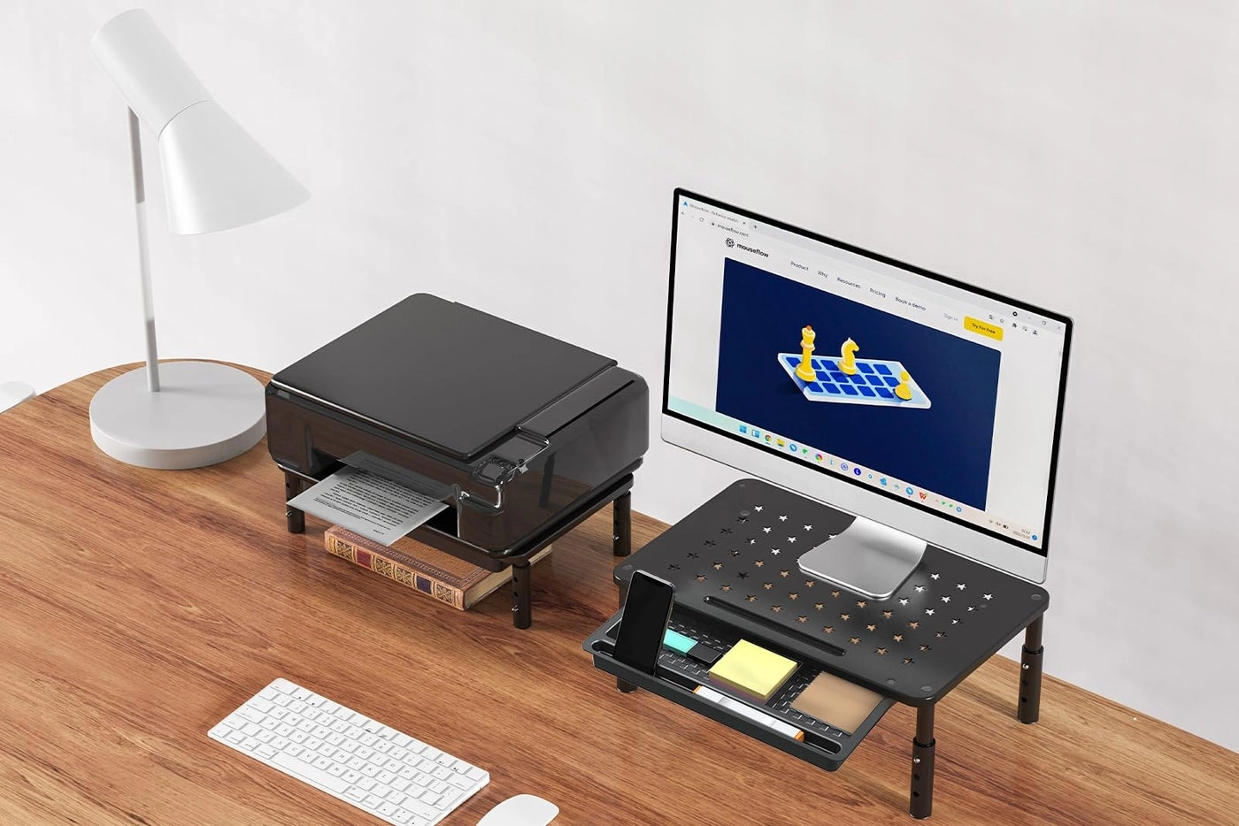 Monitor Stand Riser - Metal Drawer 3 Height Adjustable Phone Holder Pack