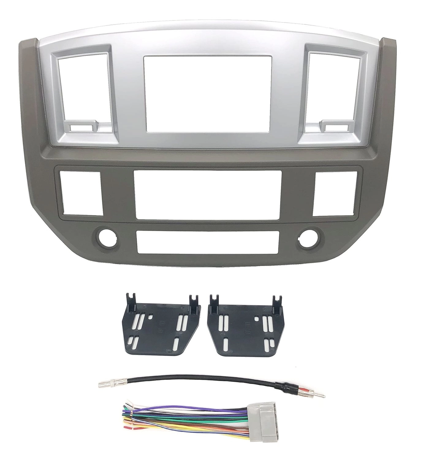 Custom Install Parts Double Din Stereo Dash Kit + Wiring Harness + Antenna Adapter - Compatible with Dodge Ram 2006-2009
