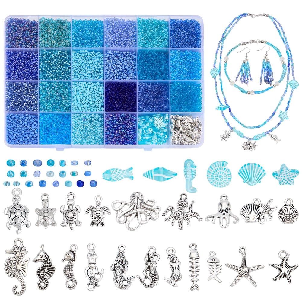 PH PandaHall Ocean Jewellery Making Kit - 22060pcs 2mm Blue