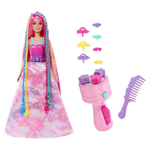 Barbie Dreamtopia Fantasy Braid Twist N Style Rainbow Hair Doll Playset - Twisting Tool Styling Accessories Ages 3+