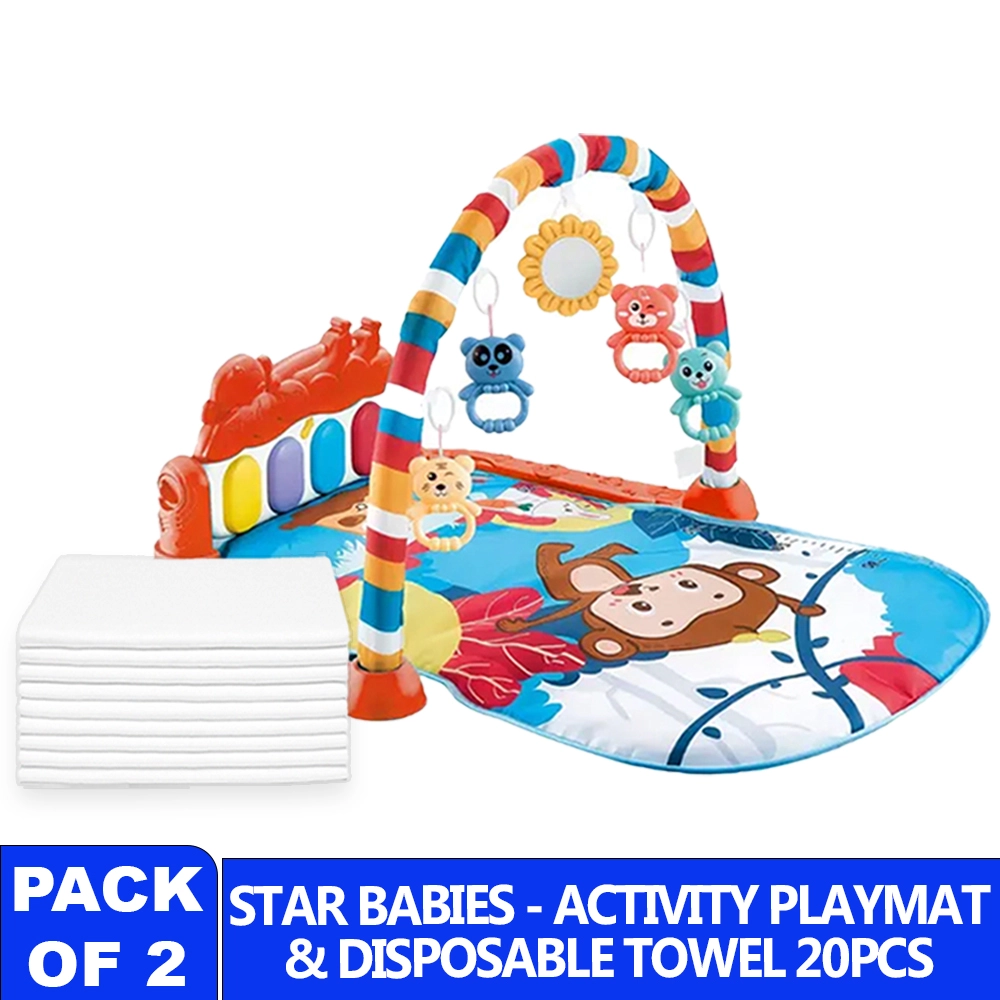 Baby Activity Playmat + Disposable Bath Towel Set - 3 months