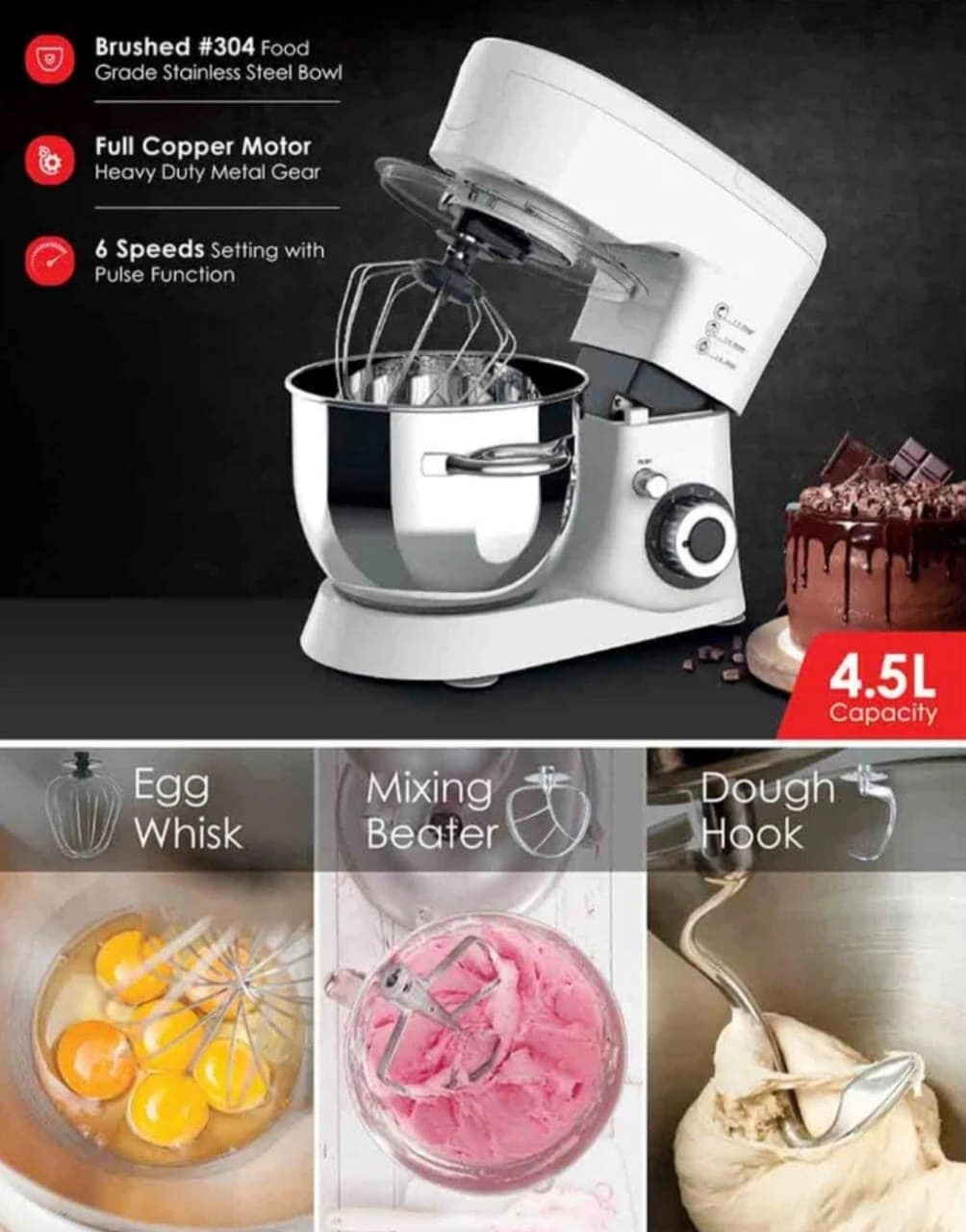 Stand Mixer - 4.5L 1000W
