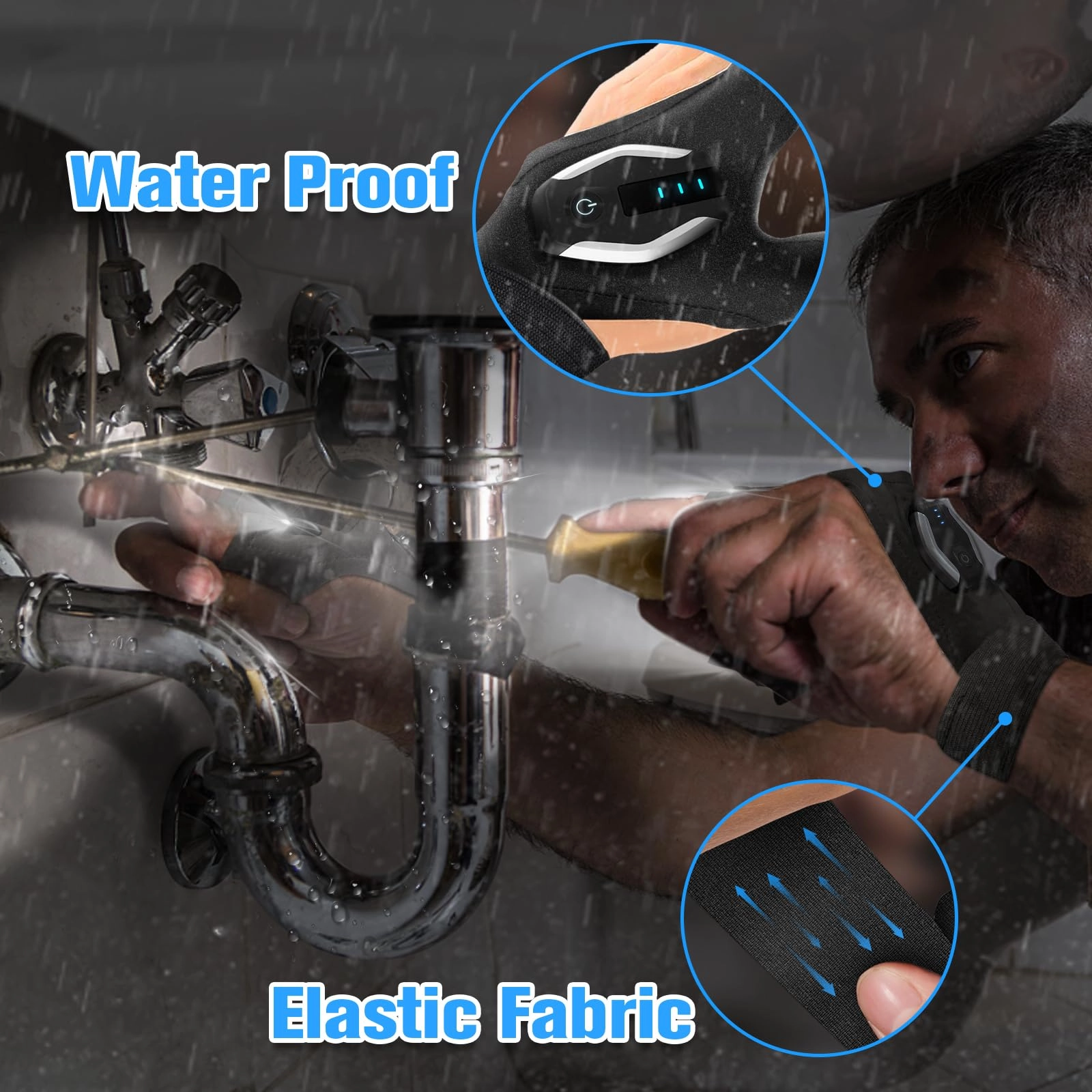 LED Flashlight Gloves - Rechargeable USB-C