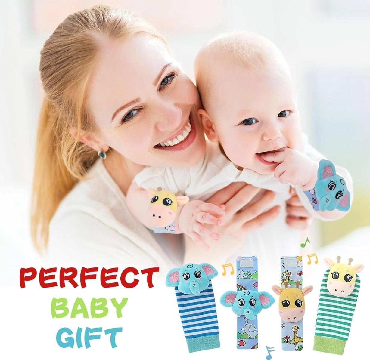 Wrist Rattle & Foot Finder Socks - 1+ Animal designs