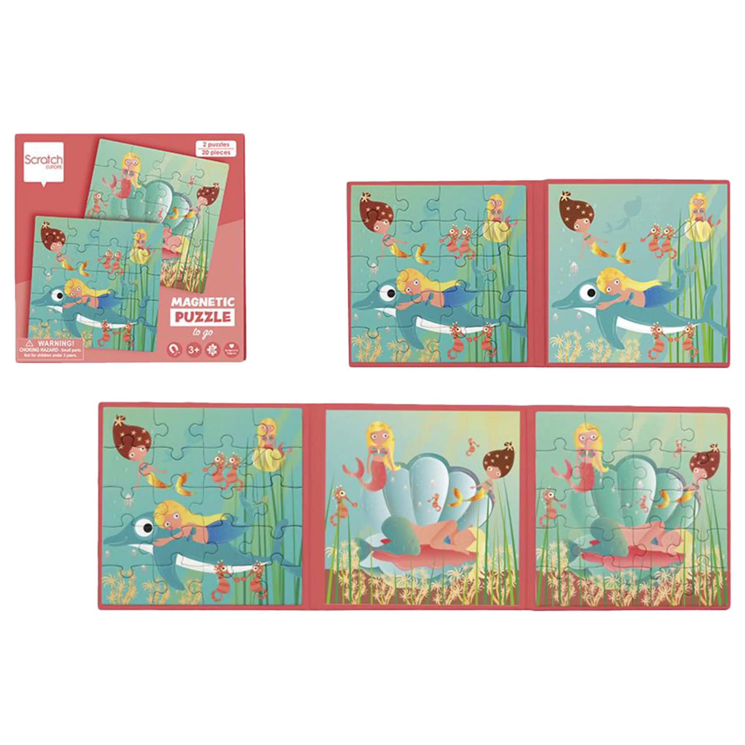 Scratch Europe Mermaids Magnetic Puzzle Book To Go - 3 + 20 Pieces