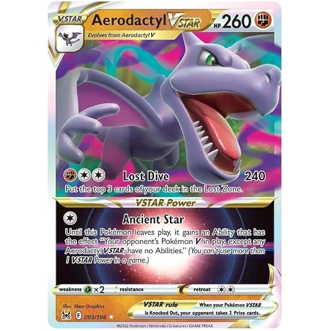 rayihni POKEMON AERODACTYL VSTAR 093/196 LOST ORIGIN + TOPLOADER