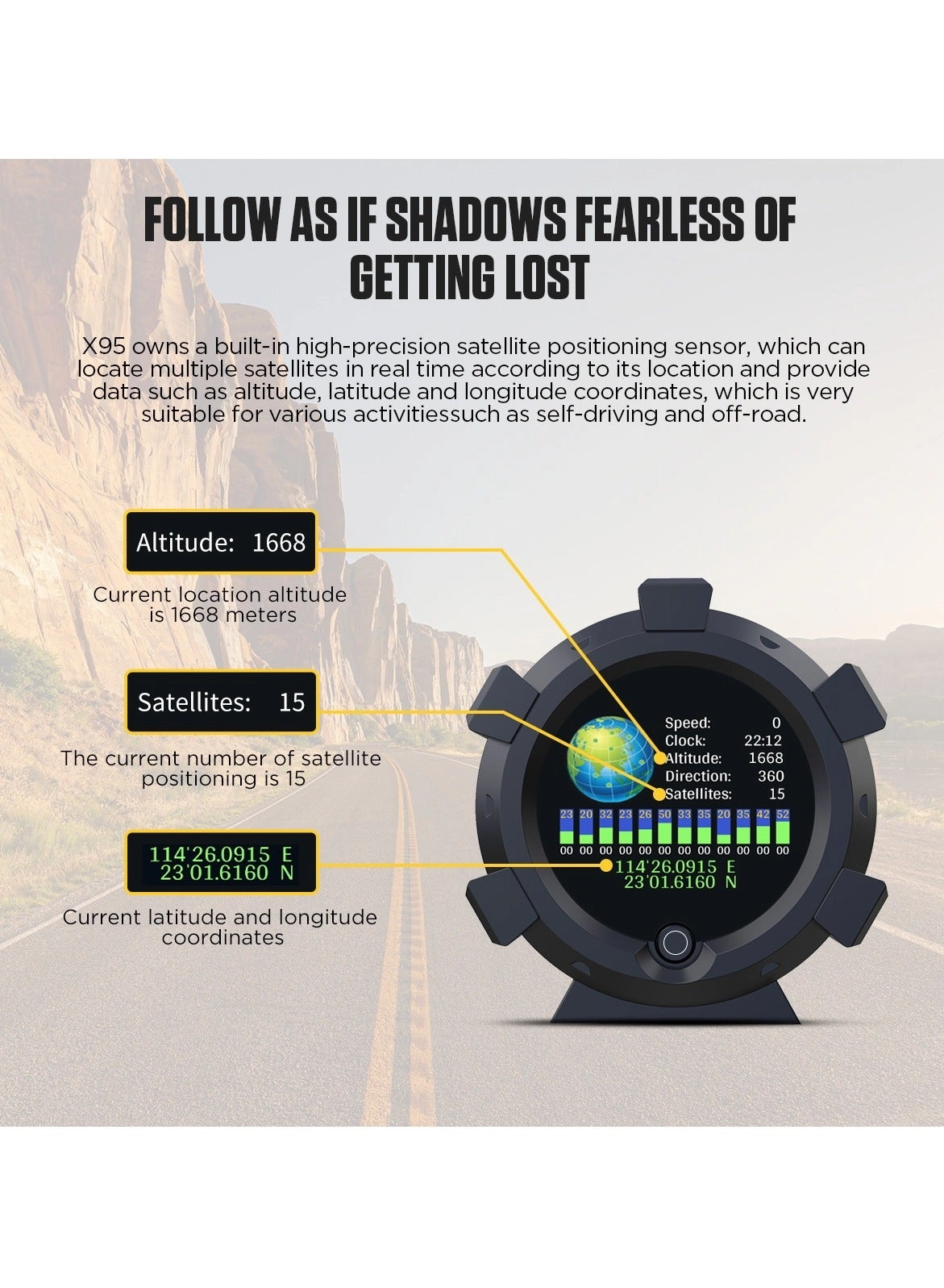 X95 - Car HUD GPS Inclinometer