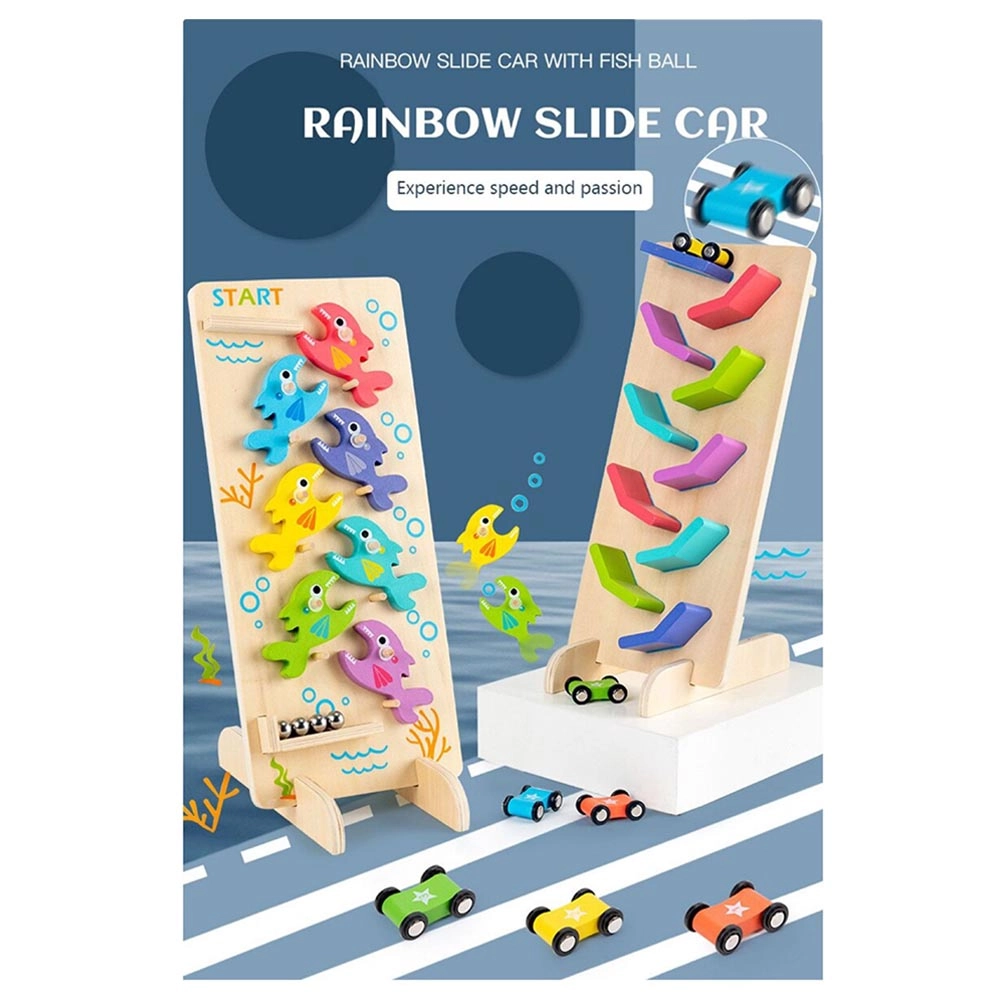 2-in-1 Double Sided Car Fish Gliding Game - Suitable for 3 years and above