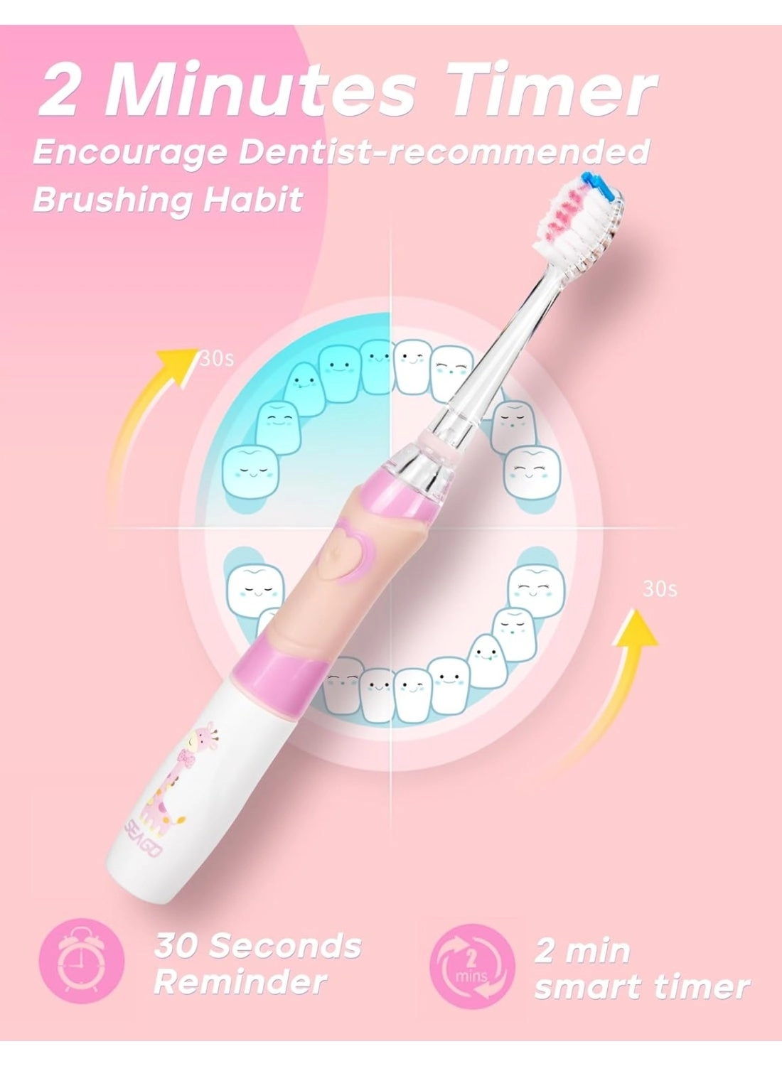 SG-2159 - 8 Soft Toothbrush Heads LED Light 2-Minute Timer